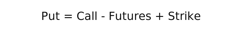 Put-Call Parity rearranged: Put equals Call minus Futures plus Strike
