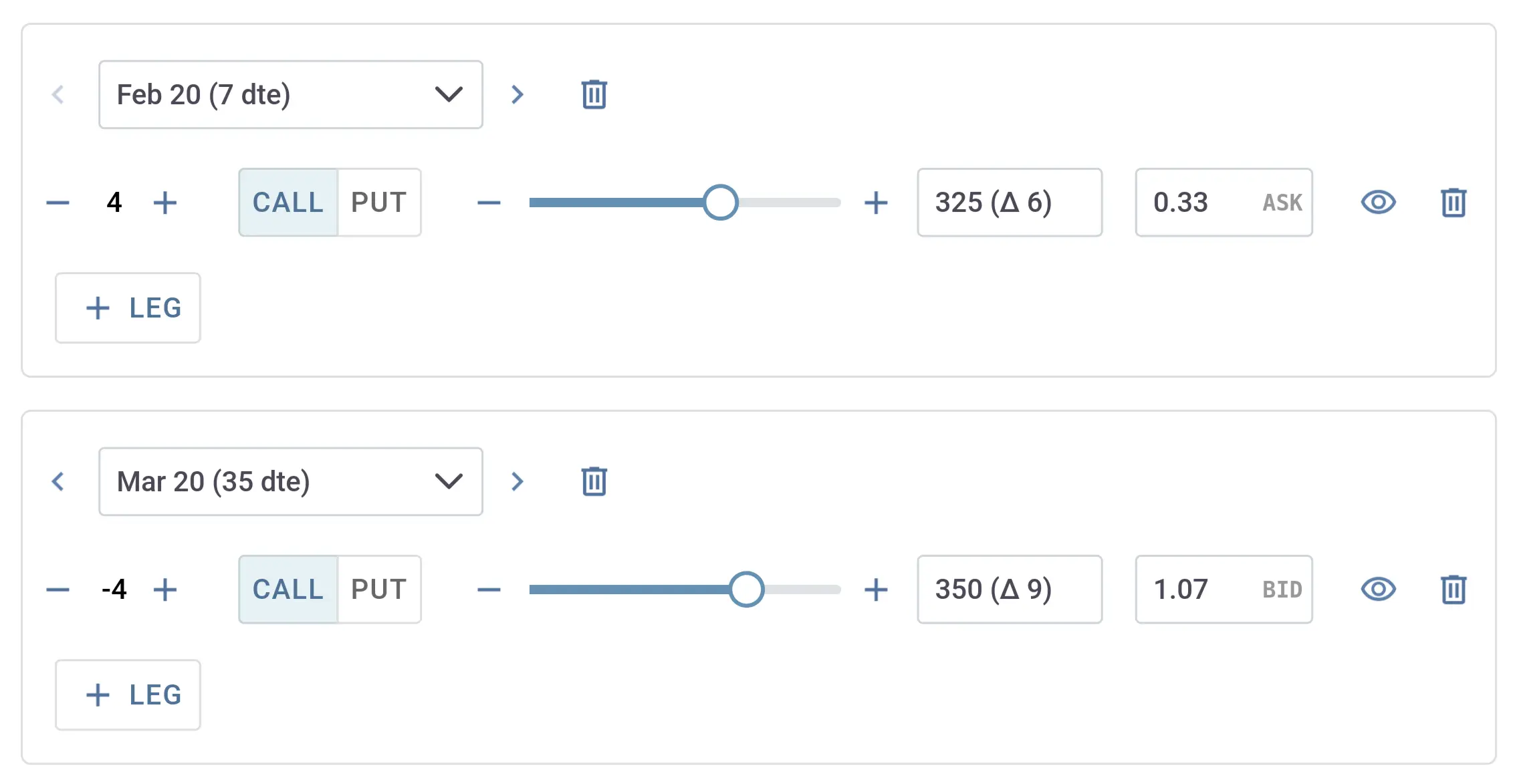 Rolling a covered call by buying back the February 325 call and selling a March 350 call instead
